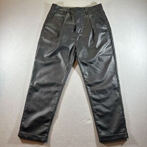 Brixton Women's Aberdeen Pants Size 30 Black Faux Leather High Waist Trousers‎